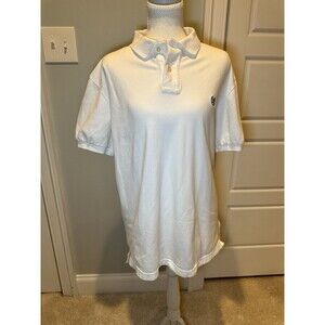 Chaps Mens Medium White Stretch Polo Shirt Short Sleeve Embroidered Logo M